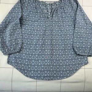 Roller Rabbit Blue Floral Peasant Blouse